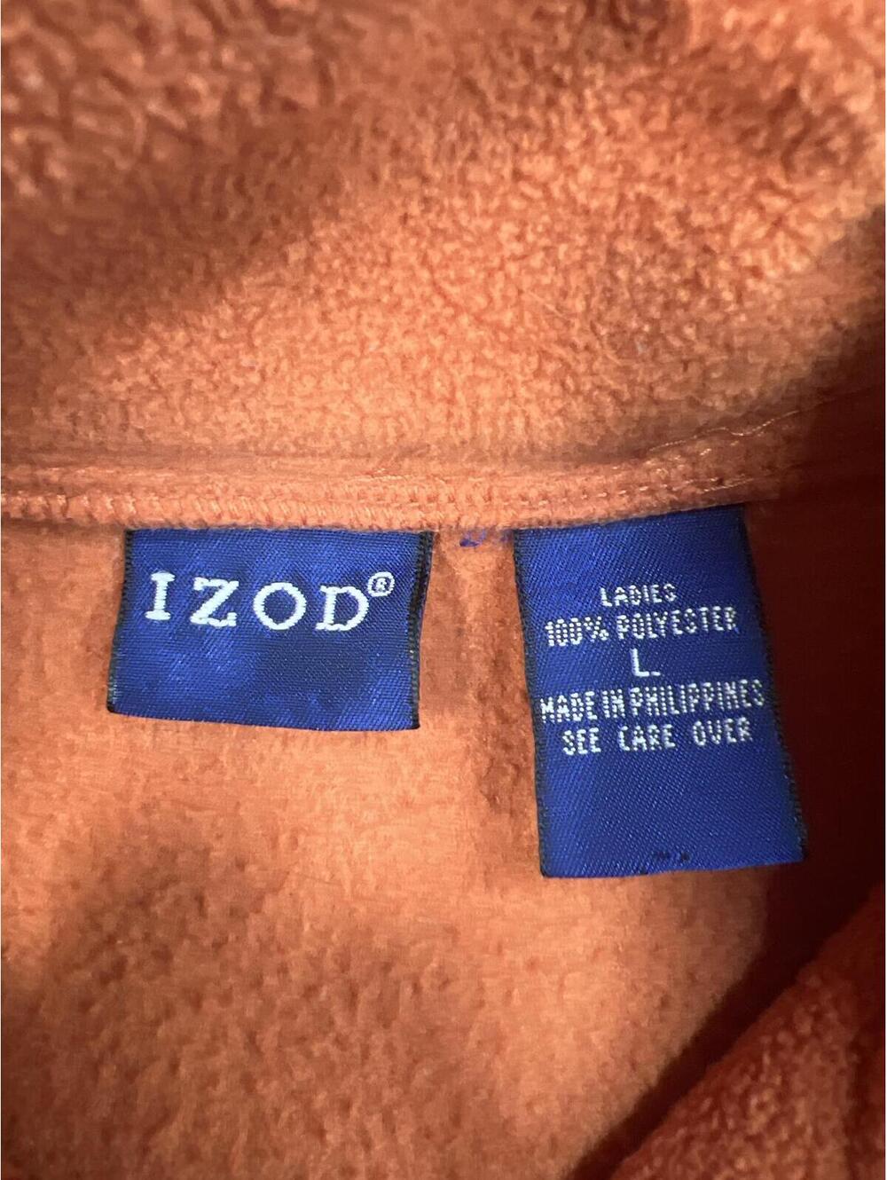 IZOD Ladies Orange Polyester Half-Zip Fleece Pullover Size L - Picture 2 of 4